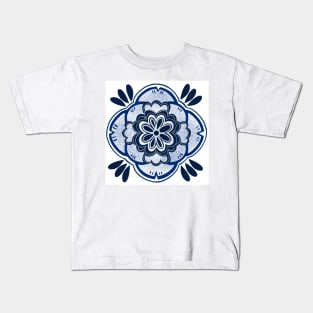 Blue and white florally Kids T-Shirt